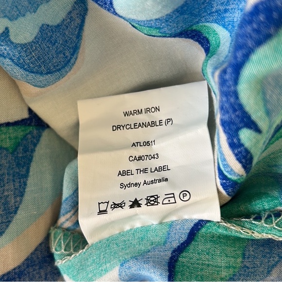 Anthropologie Abel the Label Blue Green Floral Print Tie Back Midi Dress - XS - Picture 12 of 13